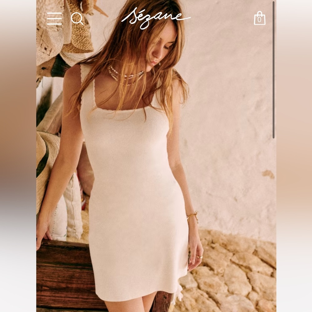 Sezane White Mini Dress S M Knit Body Con NWT